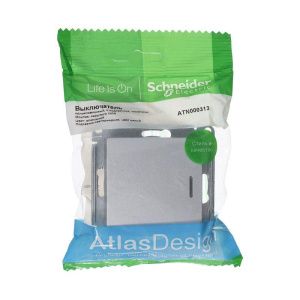 Выключатель 1-кл. СП AtlasDesign 10А IP20 (сх. 1а) 10AX с подсветкой механизм алюм. SE ATN000313 1240227