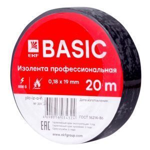Изолента 0,18х19мм (20м.) черная EKF plc-iz-a-b