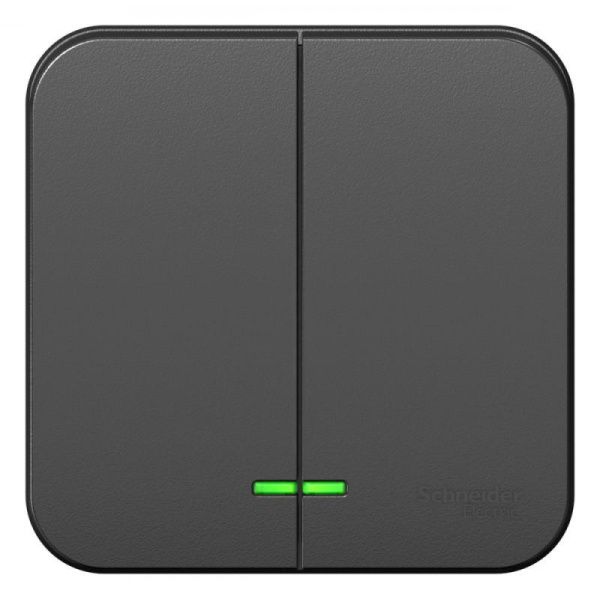 Выключатель 2-кл. ОП Blanca 10А IP20 (сх. 5) 250В с подсветкой антрацит SE BLNVA105106