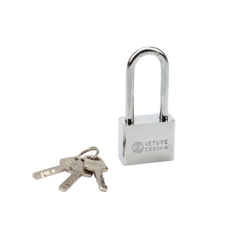 Замок навесной серия «Сталь» 40 мм длинная дужка ЧЕТЫРЕ СЕЗОНА 79-0044