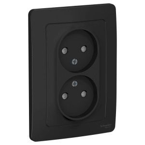 Розетка 2-м СП Blanca 16А IP20 250В без заземл. защ. шторки антрацит SE BLNRS000126 1210382