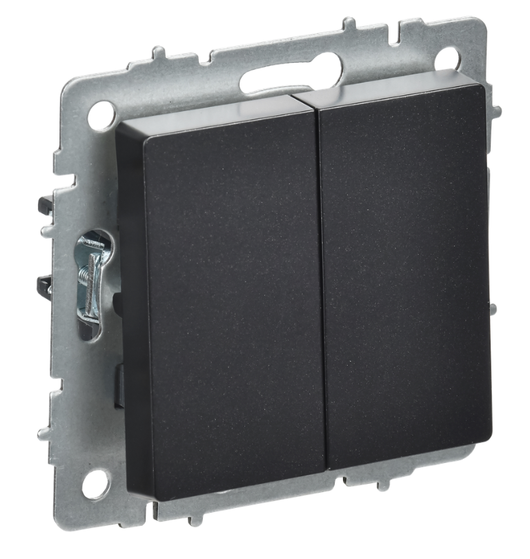 BRITE Выключатель 2-клавишный перекрестный 10А ВС10-2-3-БрЧ черный IEK BR-V23-0-10-K02