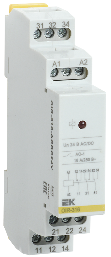 Реле промежуточное модульное OIR 3 контакта 16А 24В AC/DC IEK
