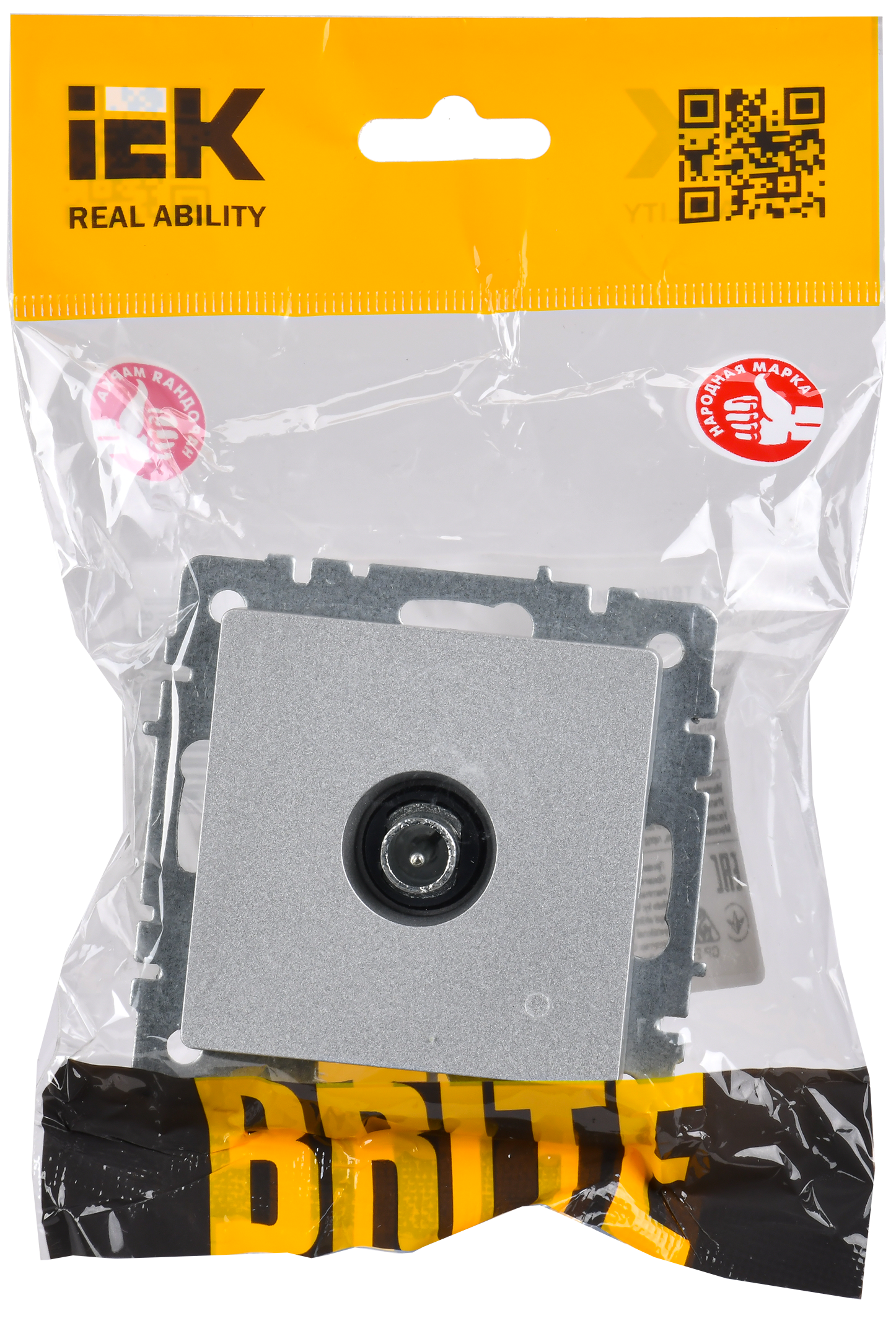 BRITE Розетка TV проходная РТВ10-0-БрА алюминий IEK - Фото 2