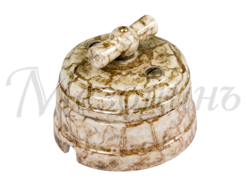 Выключатель ретро фарфоровый поворотный перекрестный (в комплекте с подъемной рамкой D70x60), цвет