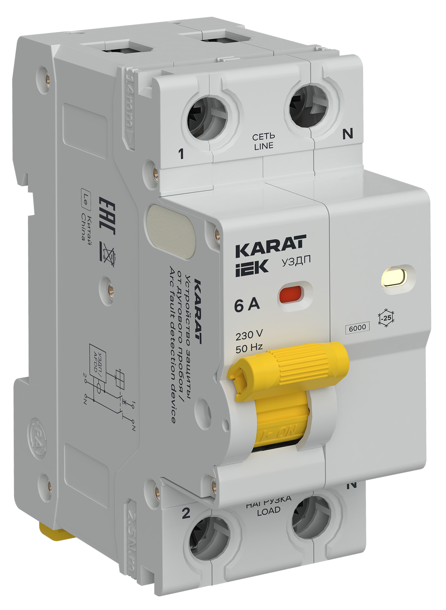 KARAT Устройство защиты от дугового пробоя 1P+N 6А IEK KA-DP10-1-006