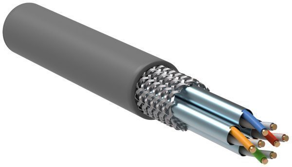 ITK Витая пара S/FTP кат.6A 4х2х23AWG solid LSZH нг(А)-HF серый (305м)