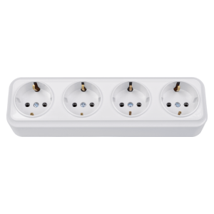 Розетка штепсельная четырехместная для открытой установки с заземляющим контактом РА16-0182 9166BY