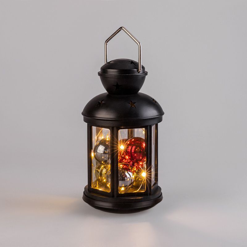 Декоративный фонарь с шариками 12х12х20,6 см, черный корпус, теплый белый цвет свечения NEON-NIGHT 513-061