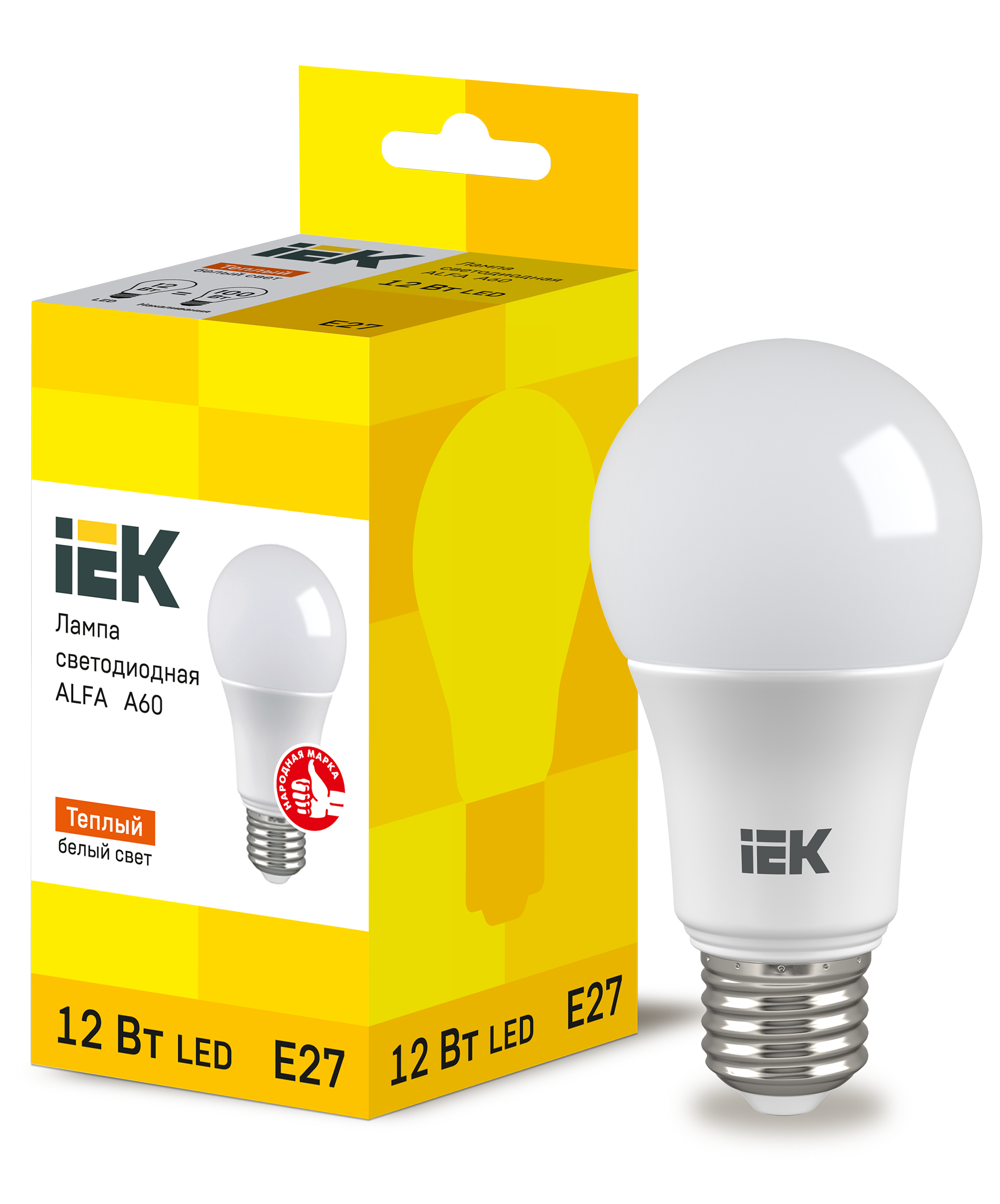 Лампа светодиодная ALFA A60 груша 12Вт 230В 3000К E27 IEK LLA-A60-12-230-30-E27