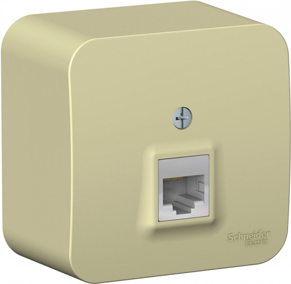 Розетка компьютерная 1-м ОП Blanca RJ45 кат.5E с изолир. пластиной беж. SE BLNIA045007 - Фото 2