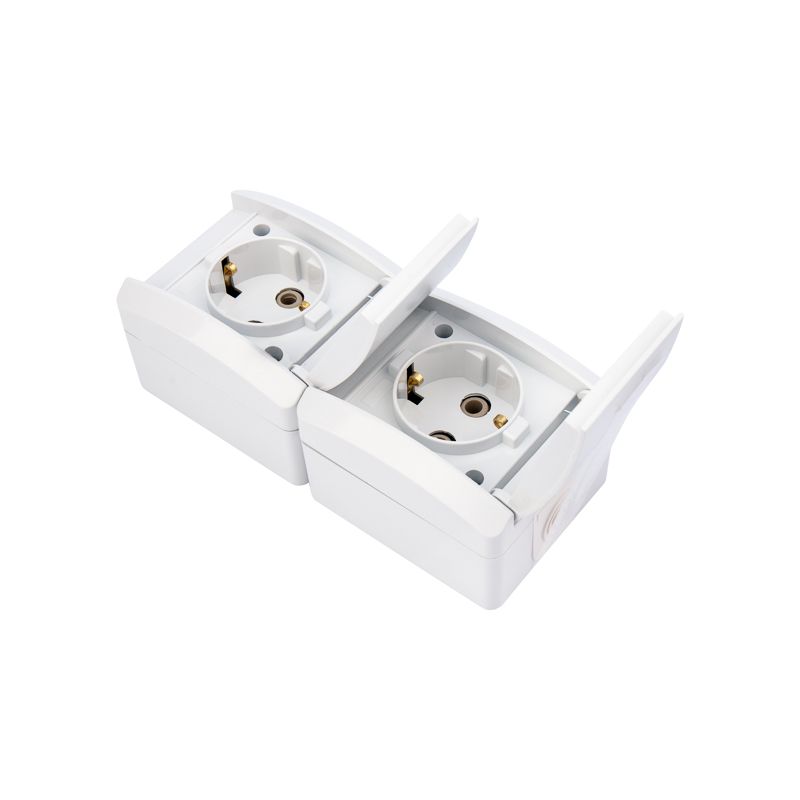 Блок вертикальный 2 розетки (керамика) INDUSTRIAL IP54 с/з, о/у, белый KRANZ - Фото 3