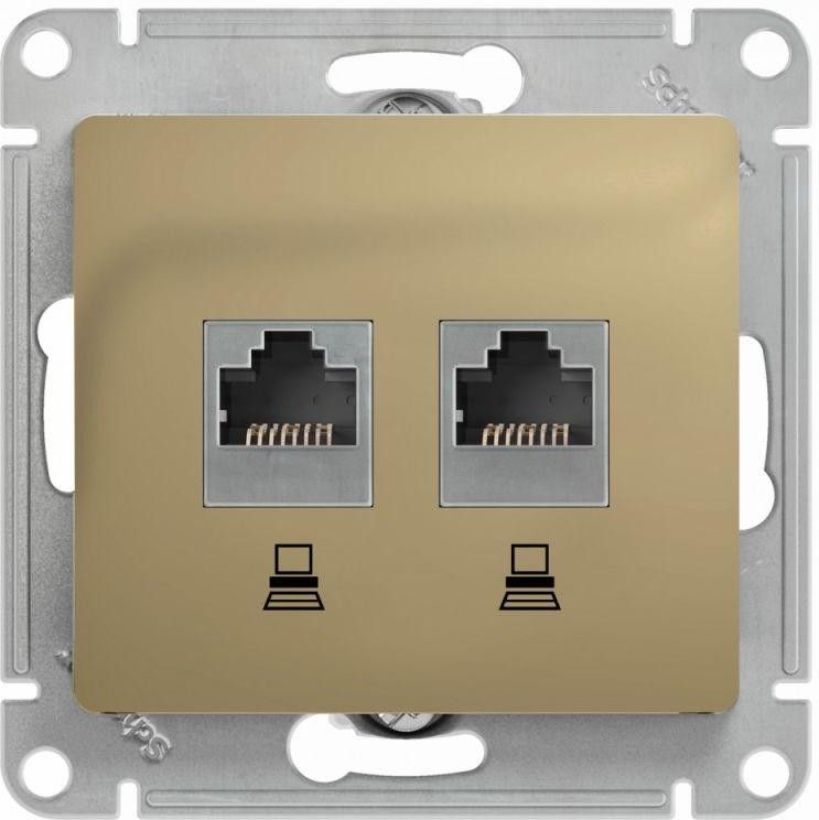 Розетка компьютерная 2-м Glossa RJ45 кат.5E механизм титан SE GSL000485KK