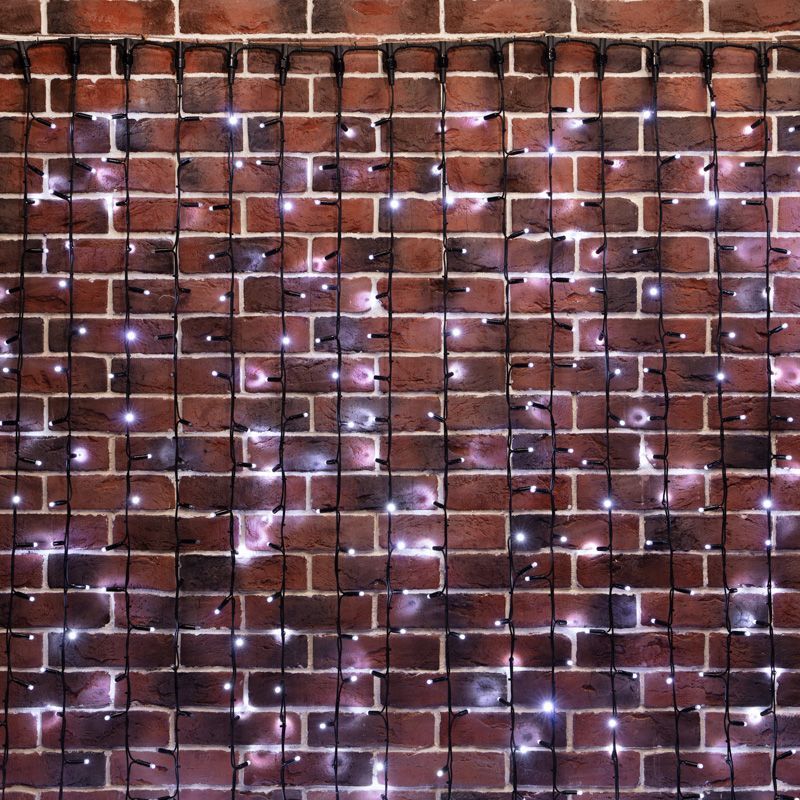 Гирлянда Светодиодный Дождь 2х6м, постоянное свечение, черный провод КАУЧУК, 230 В, диоды БЕЛЫЕ (шнур питания в комплекте) 237-165