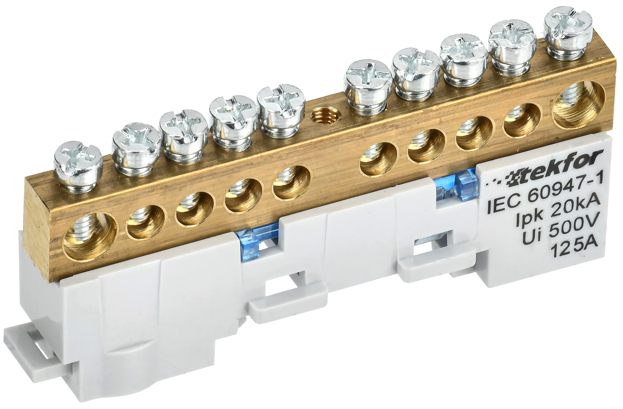 TEKFOR Шина N "ноль" неизолированная на универсальном держателе 8х12-10-С IEK TF-NN20-10-DL-K07