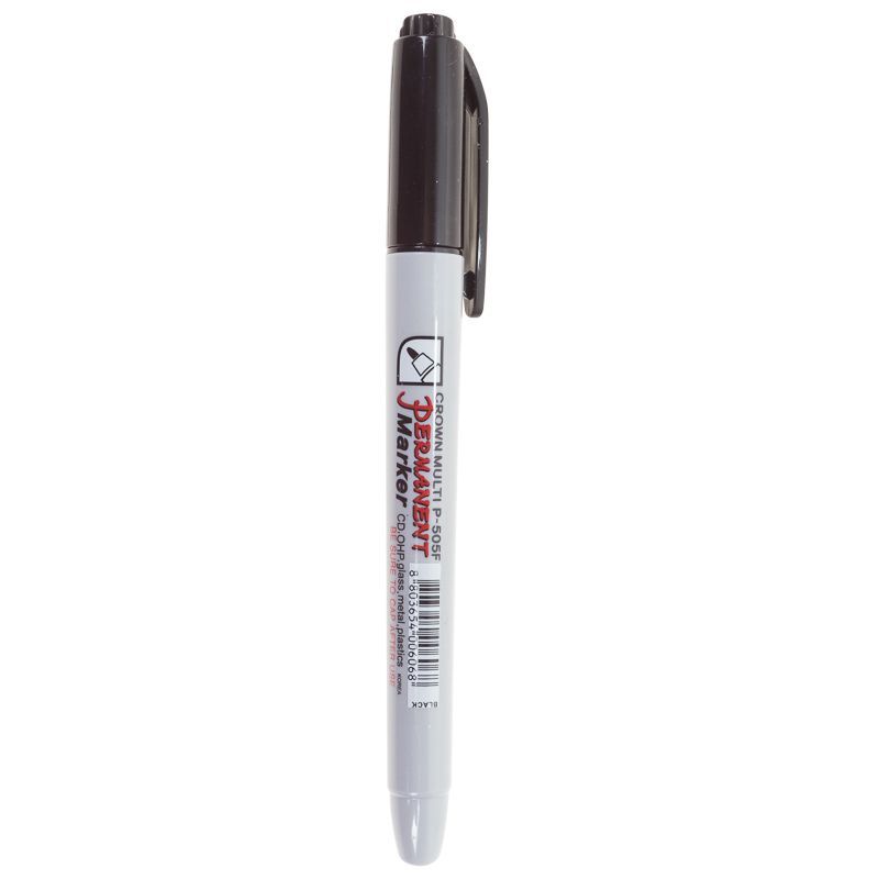 Маркер перманентный Multi Marker Super Slim 1мм, черный, пулевидный Crown 08-8001