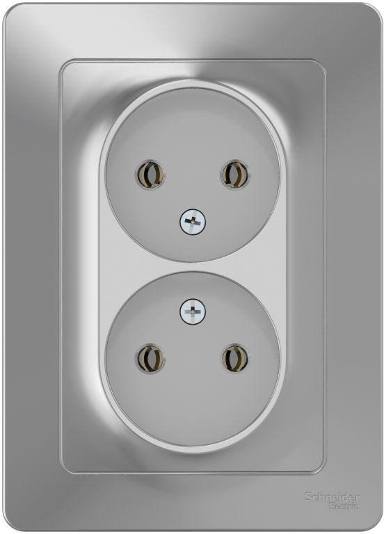 Розетка 2-м СП Blanca 16А IP20 250В без заземл. без защ. шторок алюм. SE BLNRS000023 - Фото 2