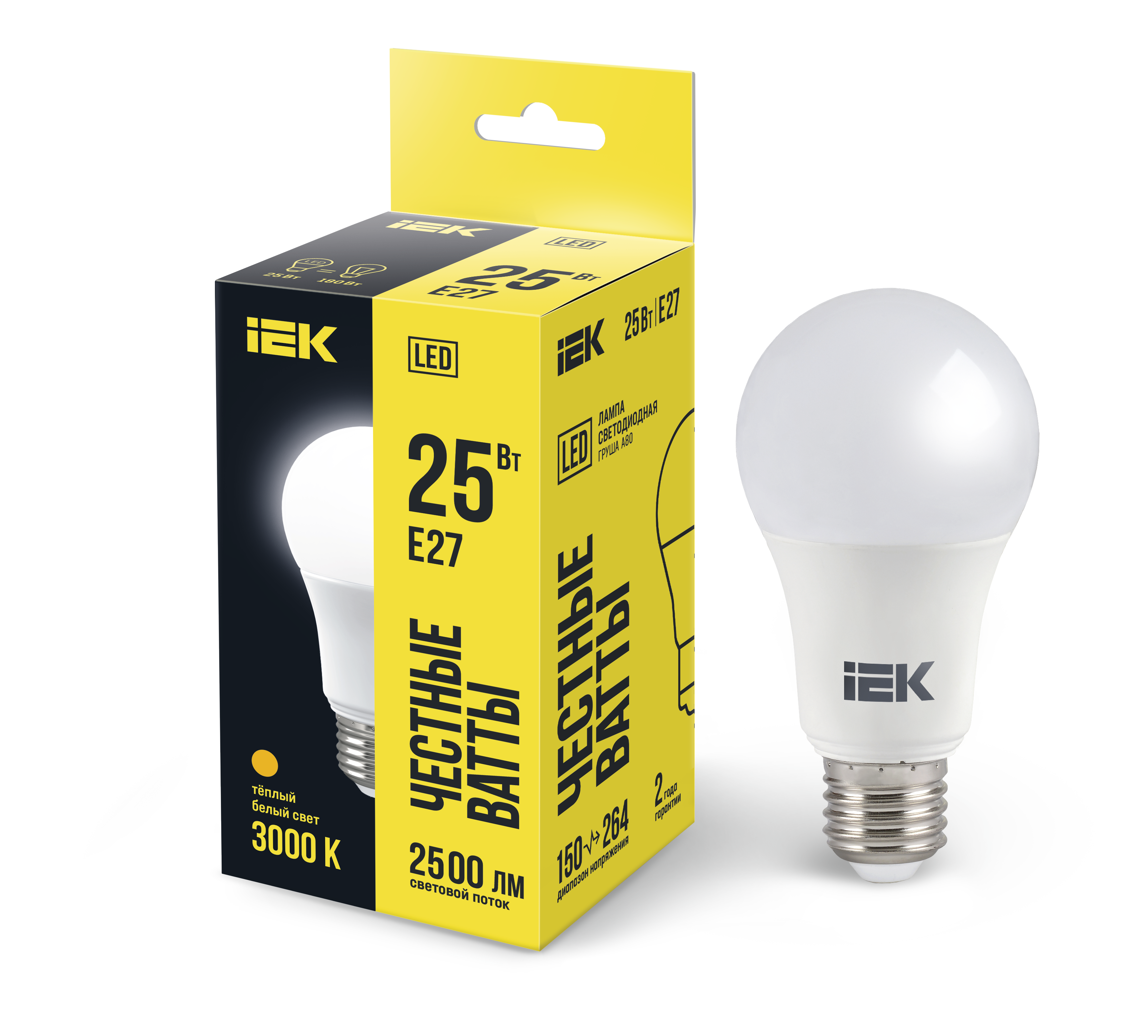 Лампа светодиодная A80 груша 25Вт 230В 3000К E27 IEK LLE-A80-25-230-30-E27