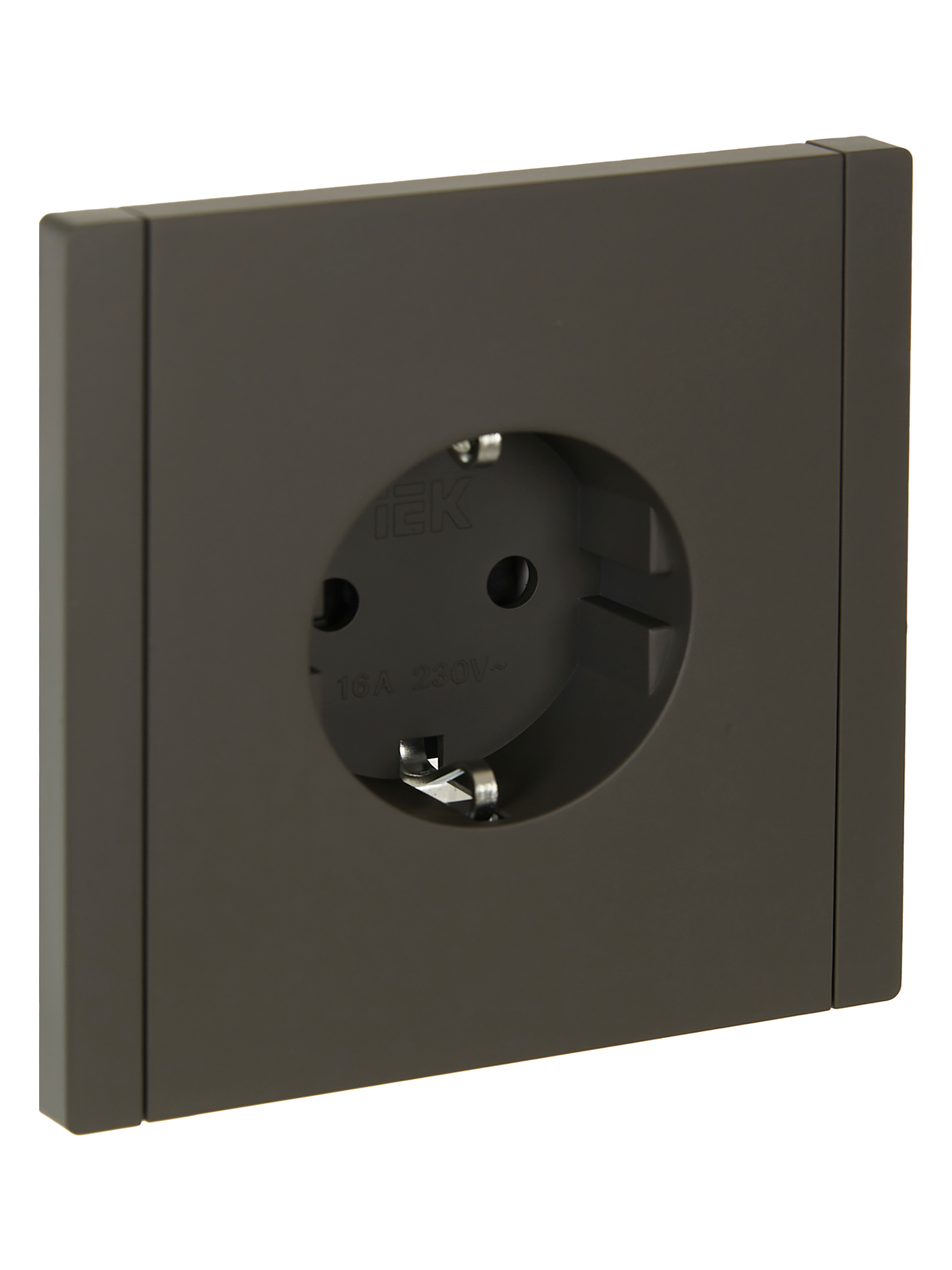 FORTE&PIANO Розетка 1-местная с заземлением с защитными шторками безвинтовое крепление 16А FP313 серый IEK FP-R14-16-1-K03