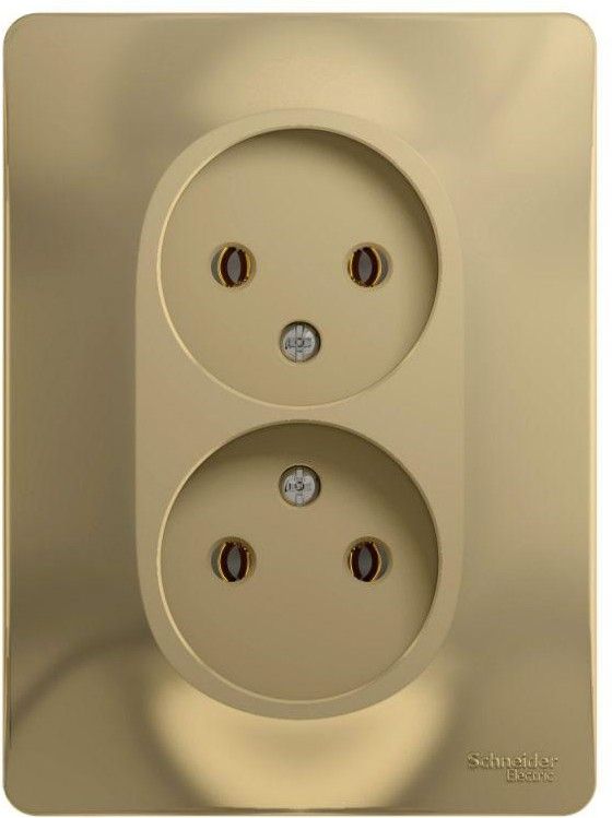 Розетка 2-м СП Glossa 16А IP20 без заземл. в сборе титан SE GSL000420