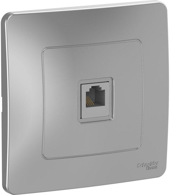 Розетка телефонная 1-м СП Blanca RJ11 алюм. SE BLNIS011003