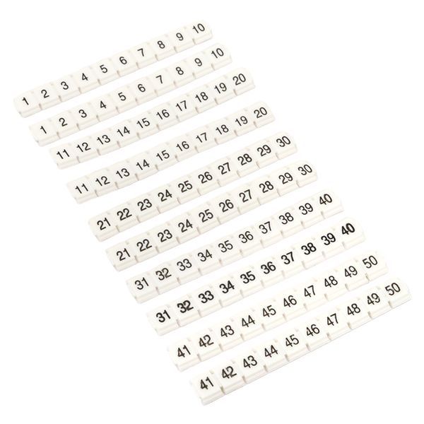 Маркеры для ST/Push-in 2,5 с нумерацией 1-50 для крепления сбоку (100 шт.) EKF zb-st-2.5-nlpe-1-50