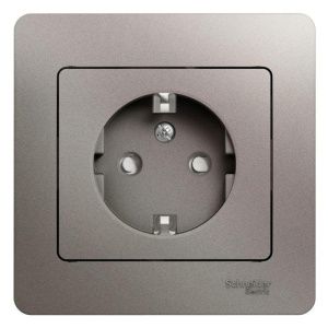 Розетка 1-м СП Glossa 16А IP20 250В с заземл. защ. шторки в сборе платина SE GSL001244 454430