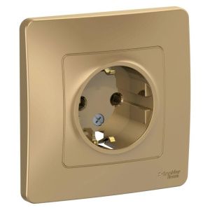 Розетка 1-м СП Blanca 16А IP20 250В с заземл. без защ. шторок титан SE BLNRS001014 1210354