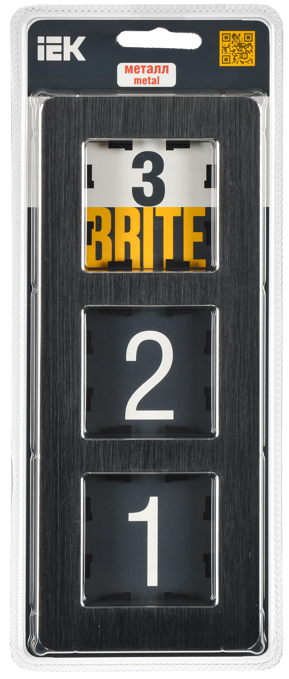 BRITE Рамка 3-местная РУ-3-1-Бр металл черный RE AL IEK - Фото 2