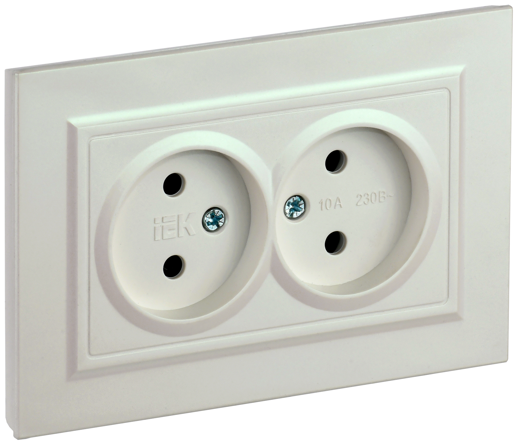 BRITE Розетка 2-местная без заземления без защитных шторок 10А в сборе РС12-2-БрЖ жемчуг IEK