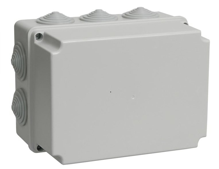 Коробка распаячная КМ41245 для открытой проводки безгалогенная (HF) 190х140х120мм IP44 10 гермовводов серая IEK UKO10-190-140-120-K41-44