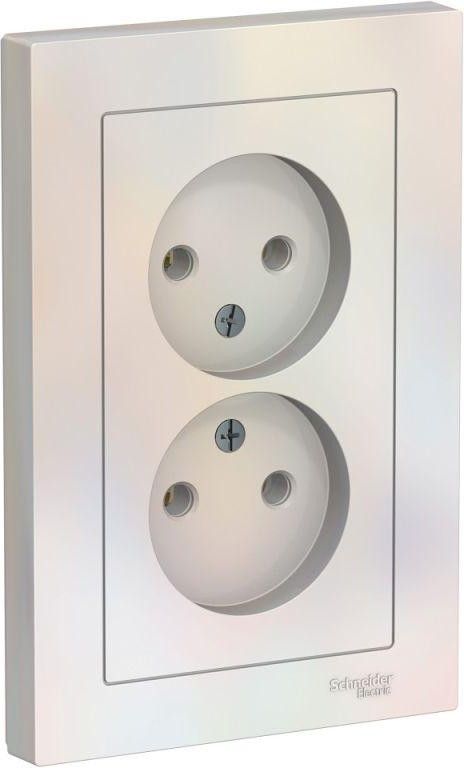 Розетка 2-м СП AtlasDesign 16А IP20 без заземл. в сборе жемчуж. SE ATN000420