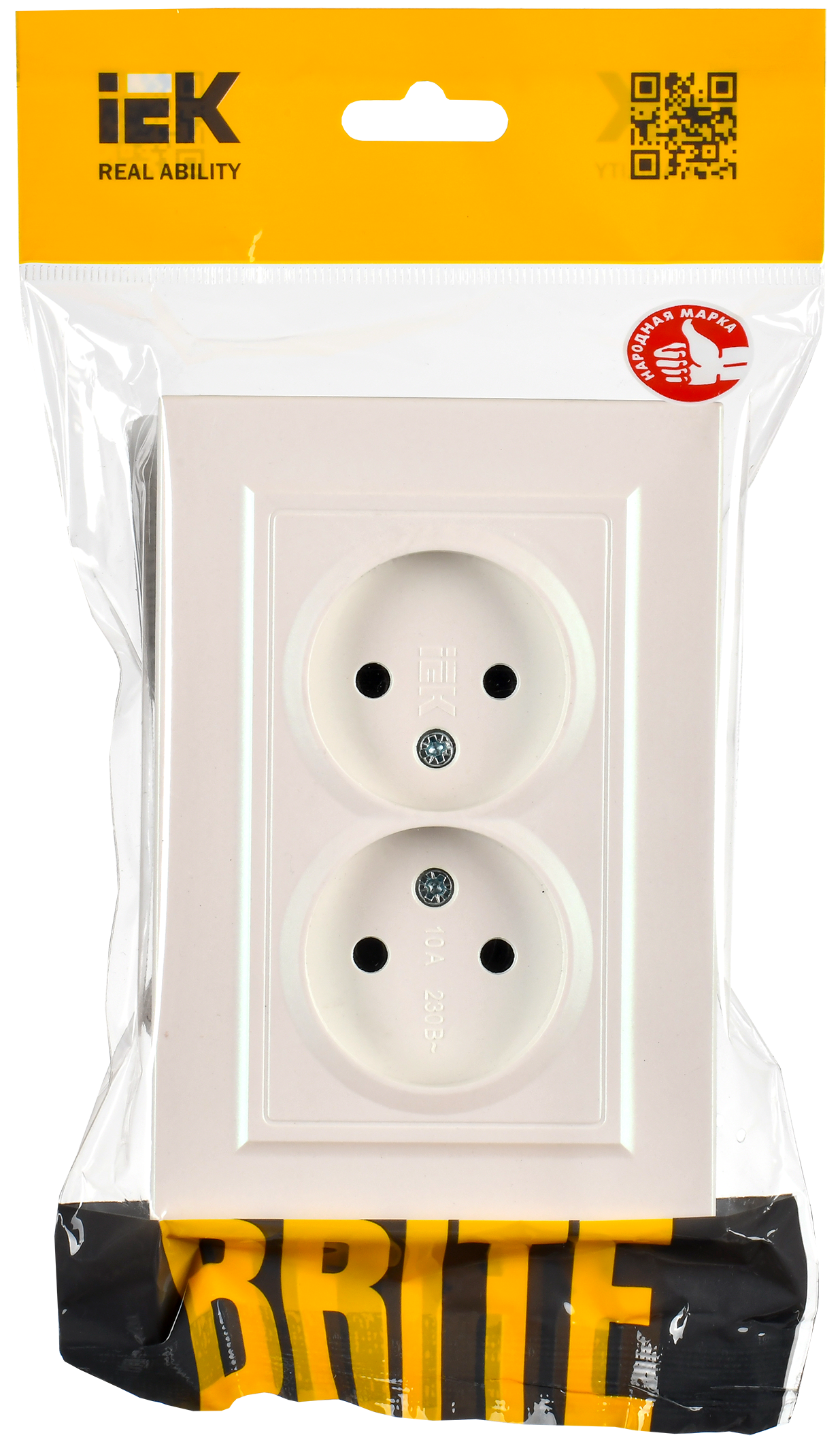 BRITE Розетка 2-местная без заземления без защитных шторок 10А в сборе РС12-2-БрЖ жемчуг IEK - Фото 2