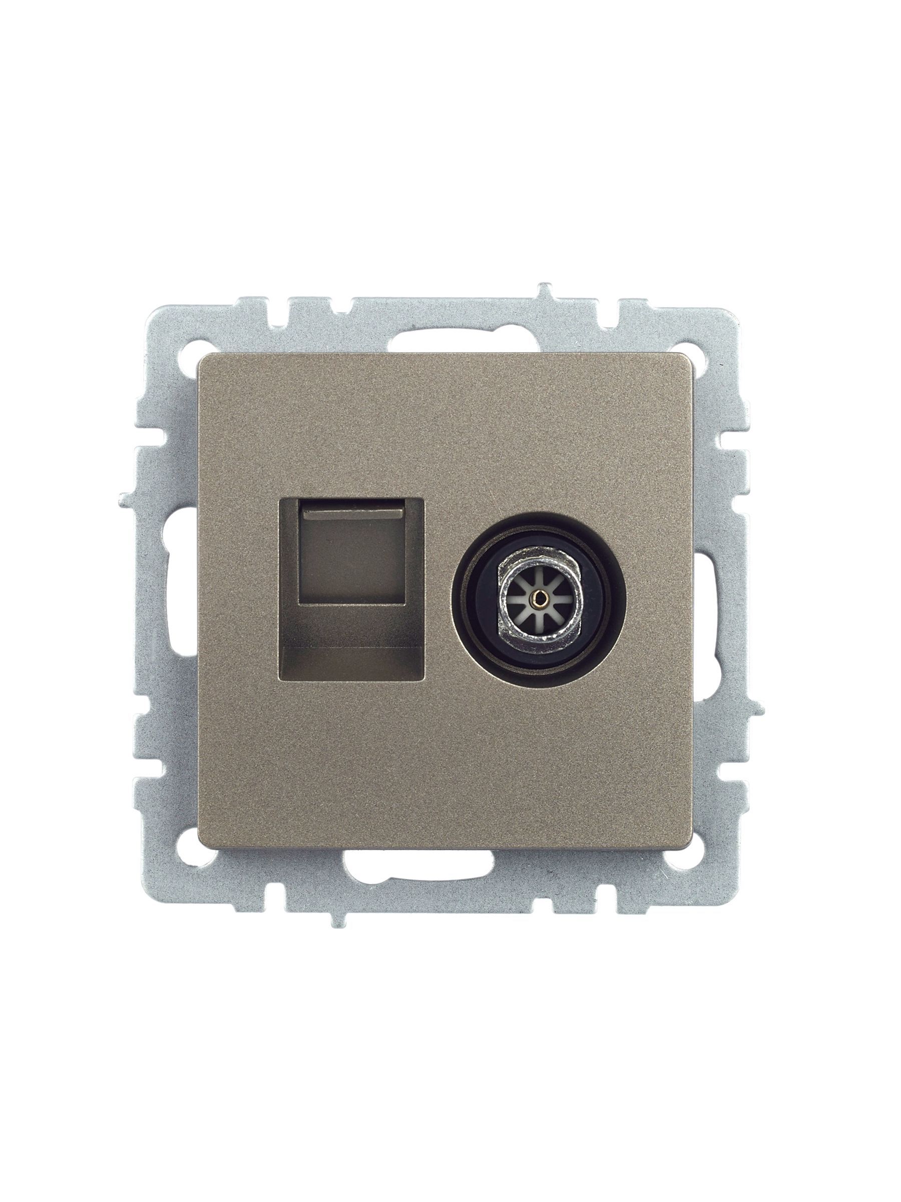 BRITE Розетка двойная TV+RJ45 кат.5E РТВ/РК12-БрШ шампань IEK - Фото 6