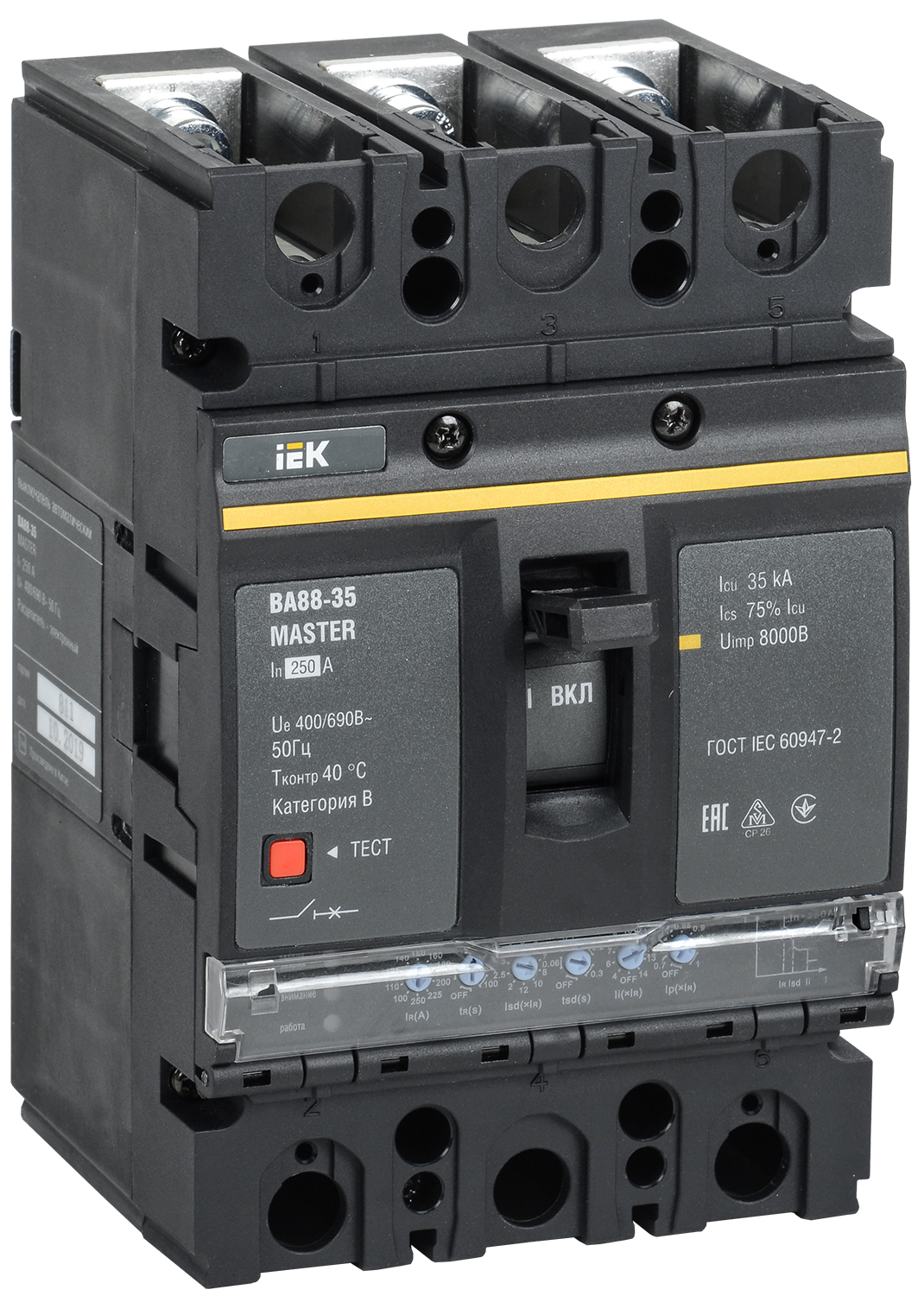 Выключатель автоматический ВА88-35 3Р 250А 35кА MASTER с электронным расцепителем IEK SVA31-3-0250-02