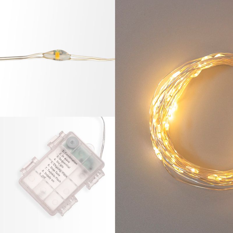 Гирлянда Роса 20м, 200LED, теплый белый, IP44, на батарейках 3хАА, с пультом 8 режимов NEON-NIGHT - Фото 2