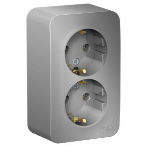 Розетка 2-м ОП Blanca 16А IP20 250В с заземл. без защ. шторок алюм. SE BLNRA010203 1210538