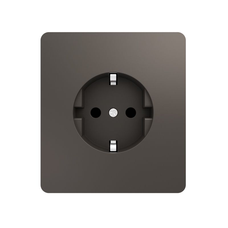 Розетка ROUND 1-ая с/з с/у, со шторками 16А титан KRANZ KR-78-0701-2