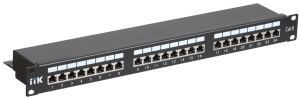 ITK 1U патч-панель кат.6 STP 24 порта (Dual) с кабельным органайзером PP24-1UC6S-D05