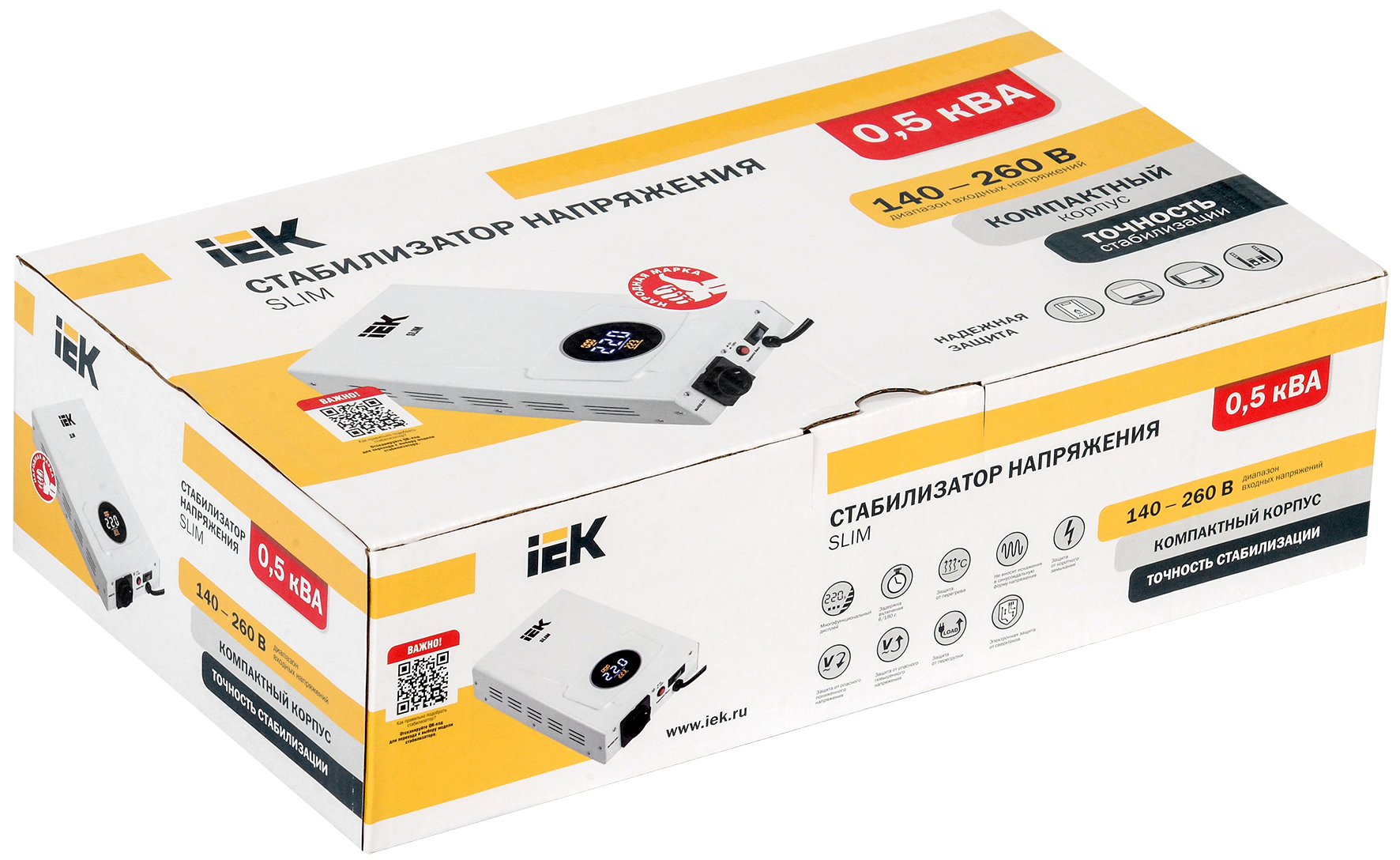 Стабилизатор напряжения настенный SLIM 0,5кВА IEK - Фото 2