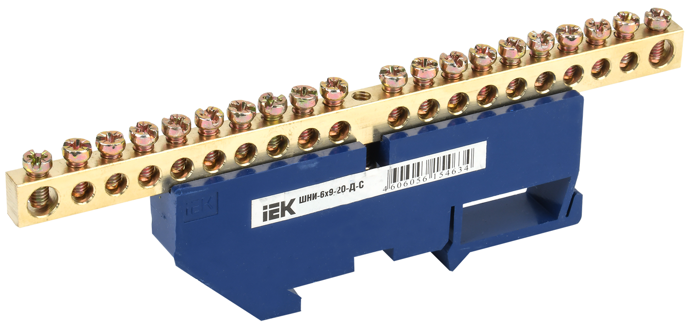 Шина N "ноль" на DIN-изол ШНИ-6х9-20-Д-С IEK