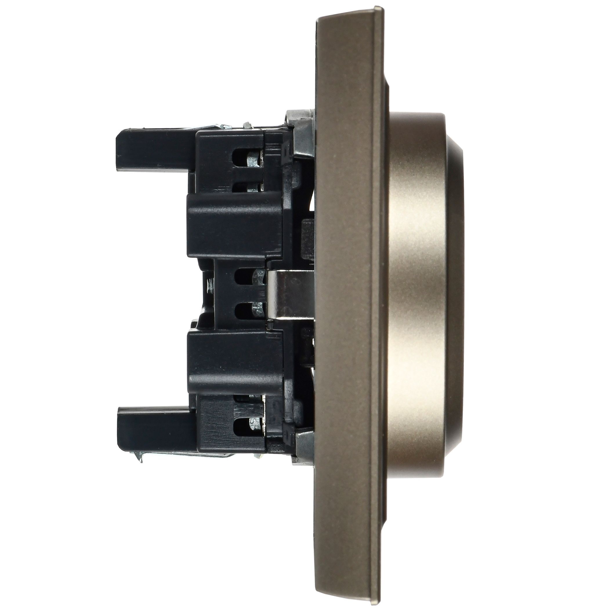 BRITE Розетка 2-местная с заземлением без защитных шторок 16А в сборе РС12-3-БрШ шампань IEK - Фото 3