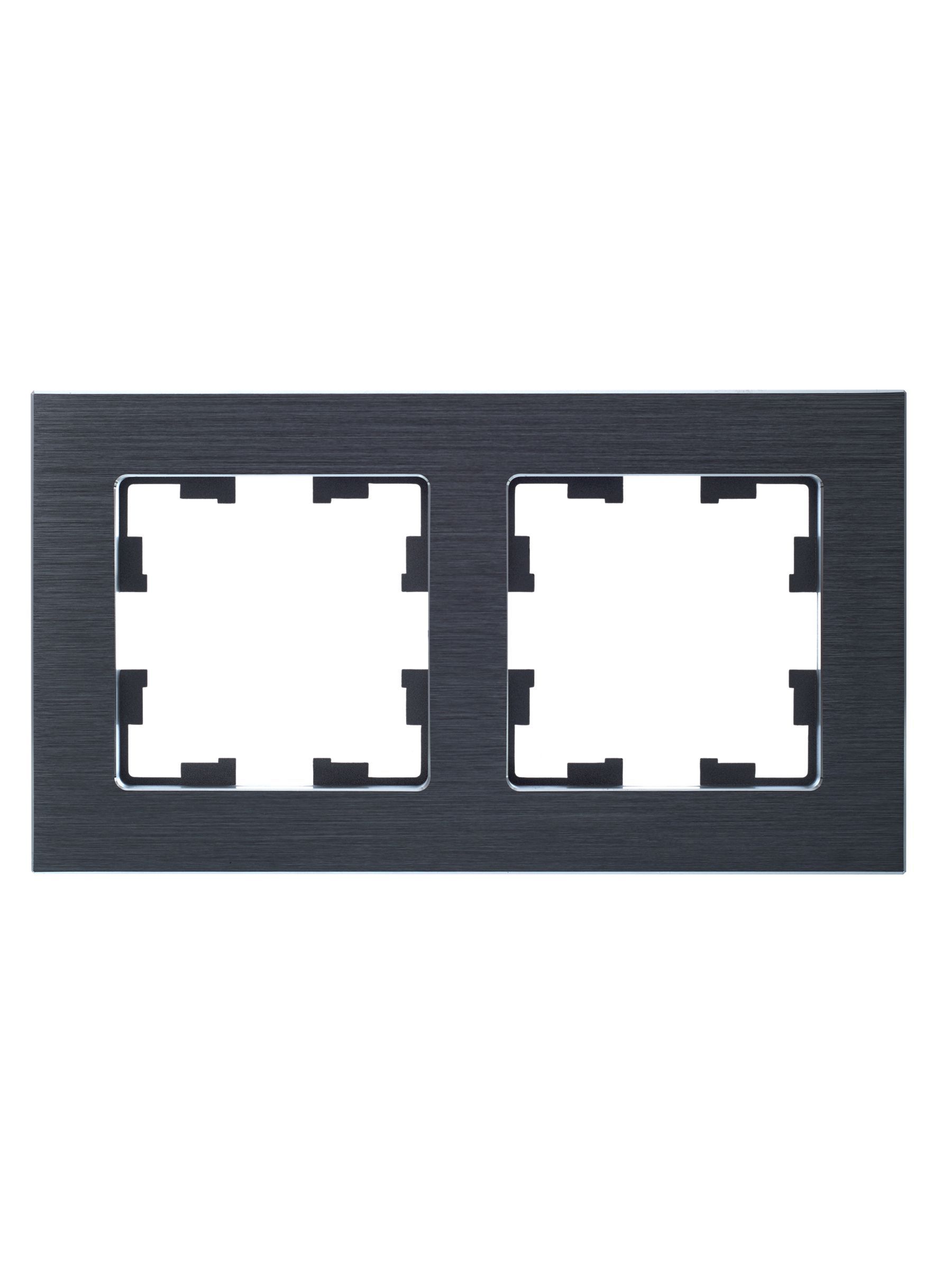 BRITE Рамка 2 -местная РУ-2-1-БрА металл алюминий IEK - Фото 7