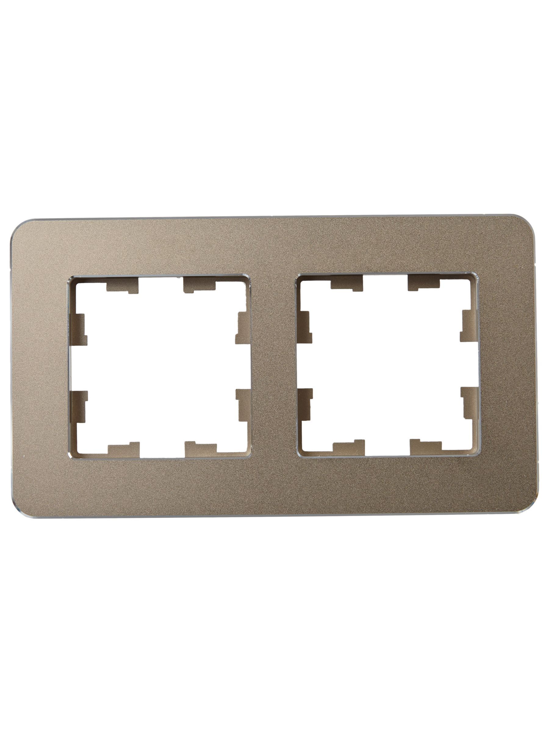 BRITE Рамка 2-местная РУ-2-1-Бр металл латунь RE IEK - Фото 5