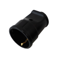 Розетка штепсельные двухполюсные УХЛ4, 16А, IP20, черная РП-16-002Ч