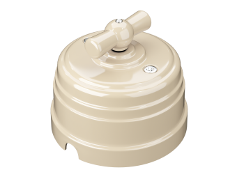 Выключатель ретро пластиковый поворотный на четыре положения (2-х клавишный), IP20, цвет - слоновая 