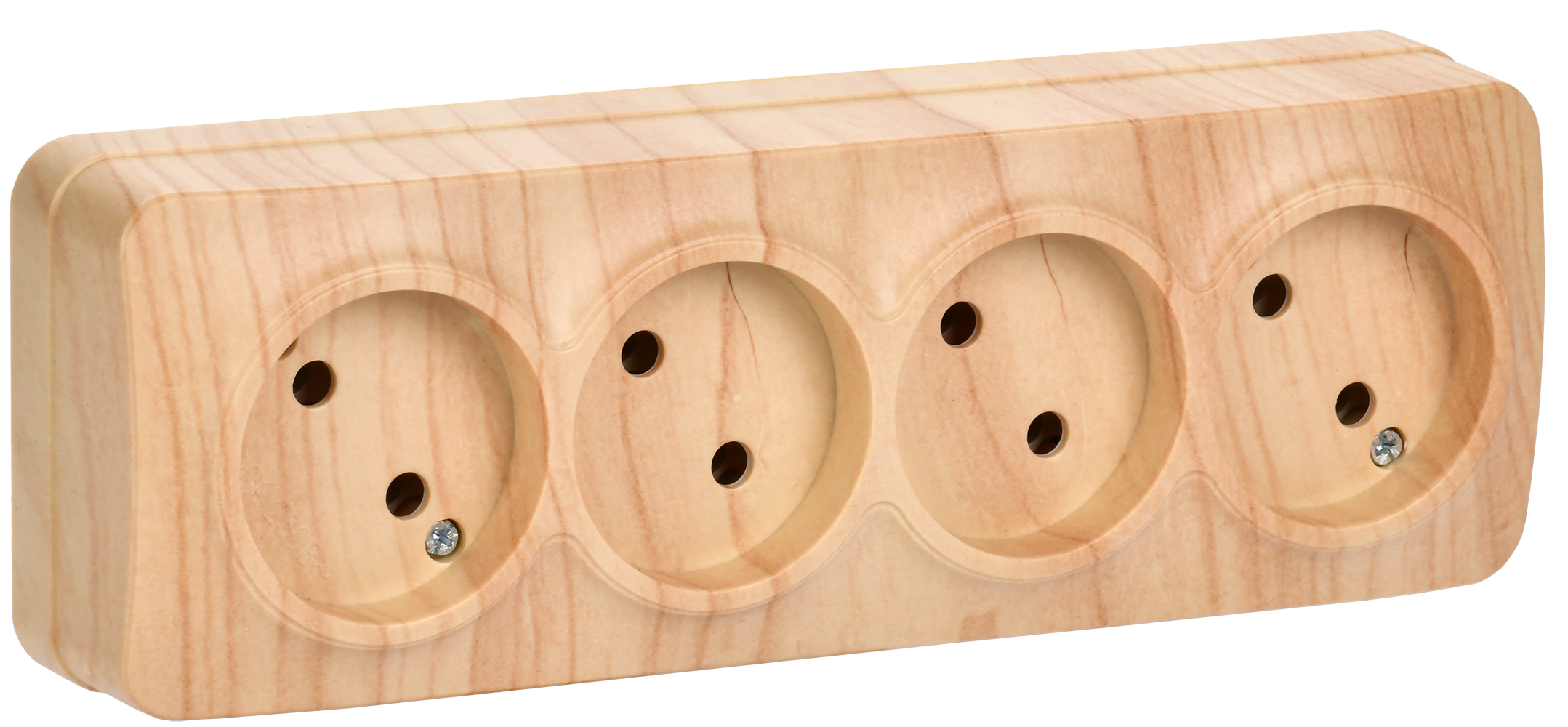 GLORY Розетка 4-местная для открытой установки без заземления без защитных шторок 10А РС24-2-ХС сосна IEK