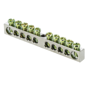 Шина PEN "ноль-земля" (6x9мм) 10 отв. цинк крепеж по центру EKF sn1-63-10