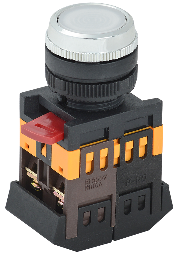 Кнопка ABLFS-22 белый d=22мм неон/240В 1з+1р IEK