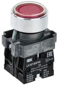 Кнопка управления LA167-BAF45 d=22мм 1з+1р красная IEK BBT20-BAF45-3-22-67-K04